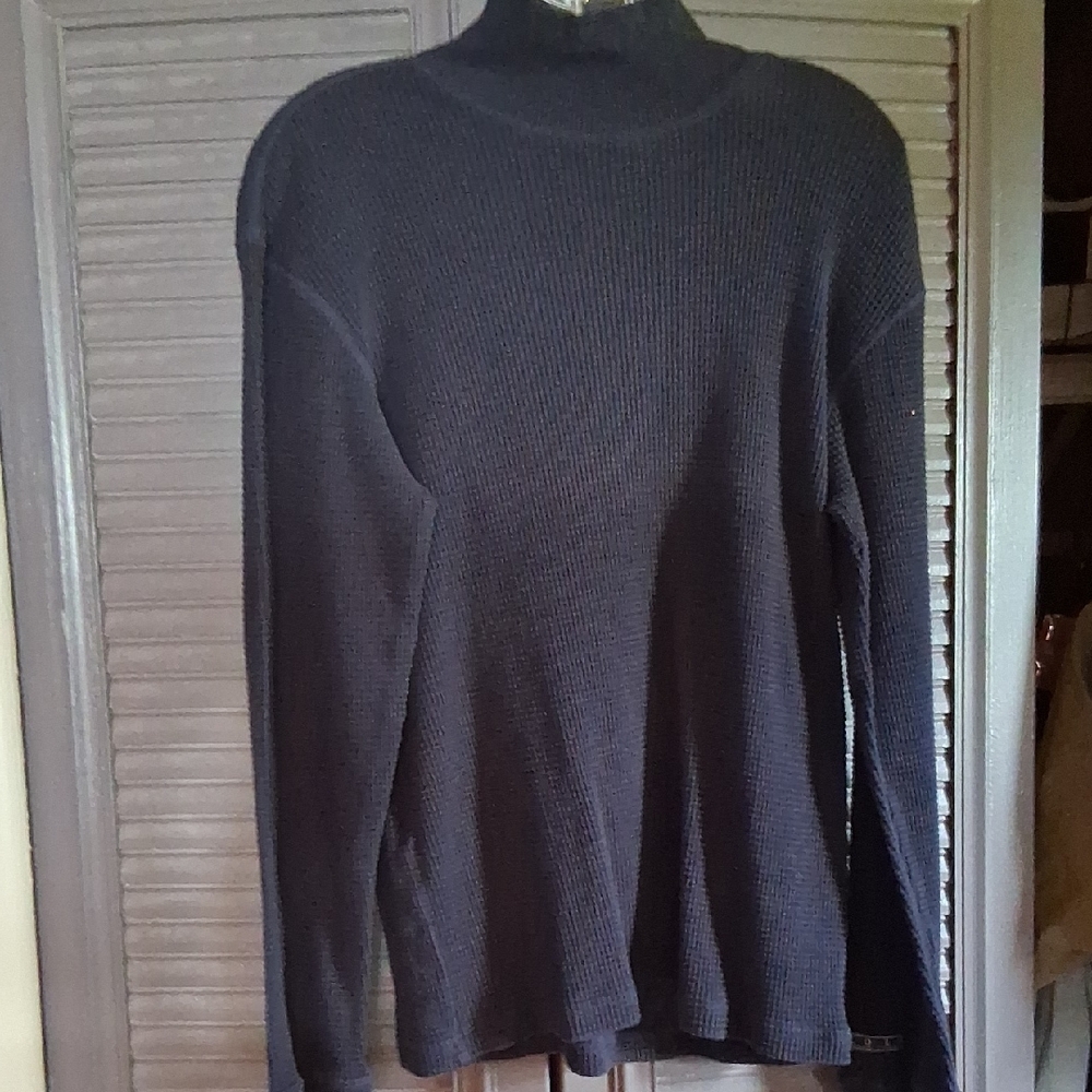 POLO by RALPH LAUREN WAFFLE KNIT MOCK TURTLE NECK PULLOVER EUC. NAVY